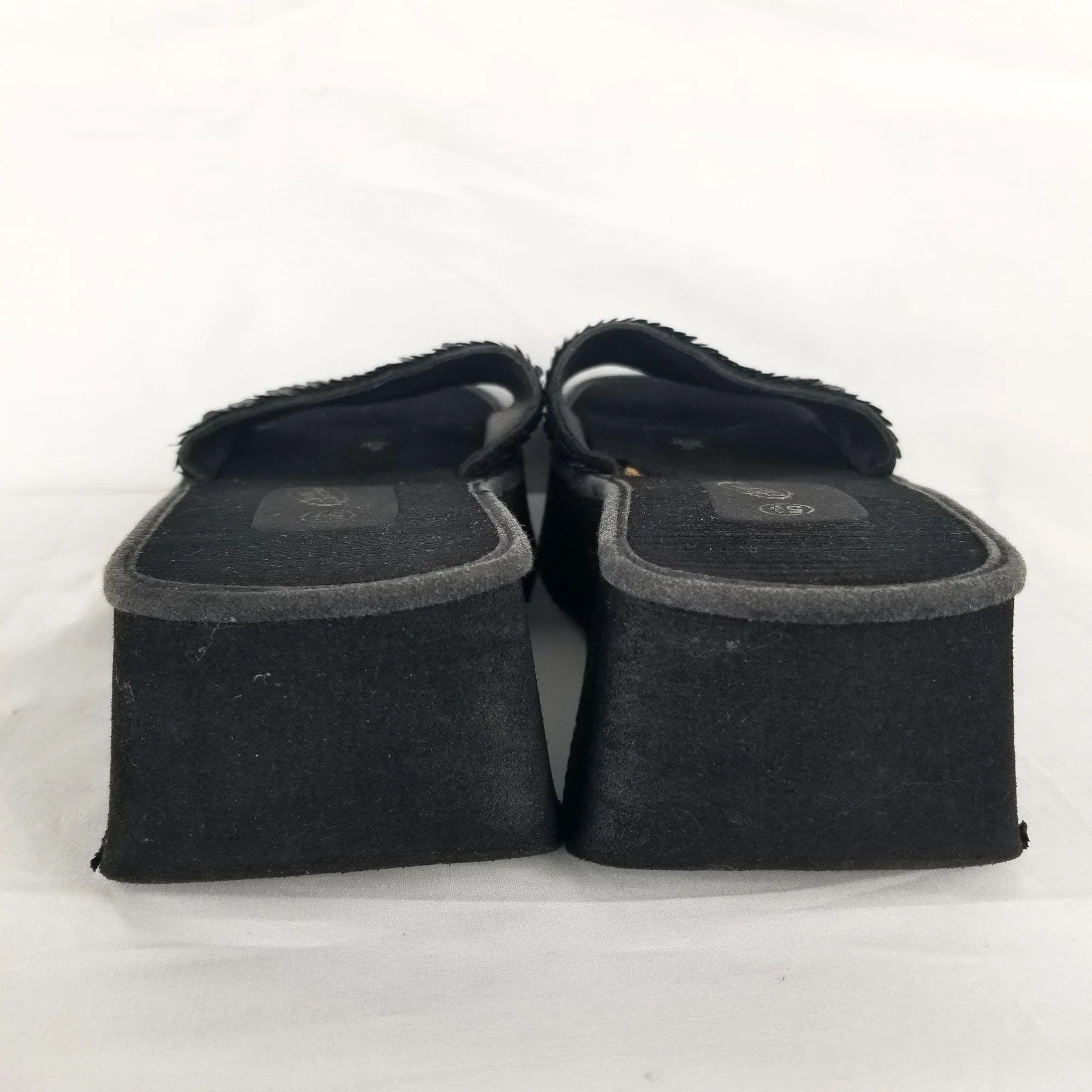 00's Black Chunky Platform Slip On Sandals by Lower East Side