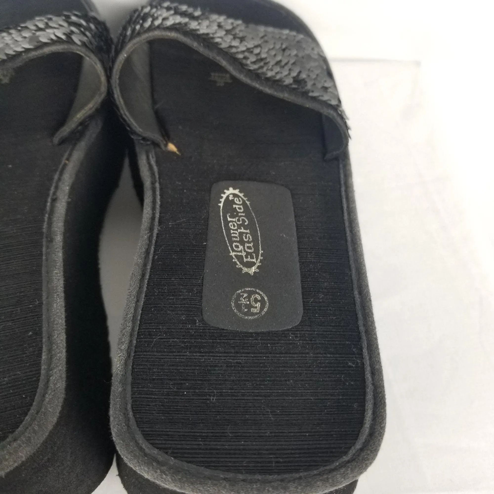 00's Black Chunky Platform Slip On Sandals by Lower East Side