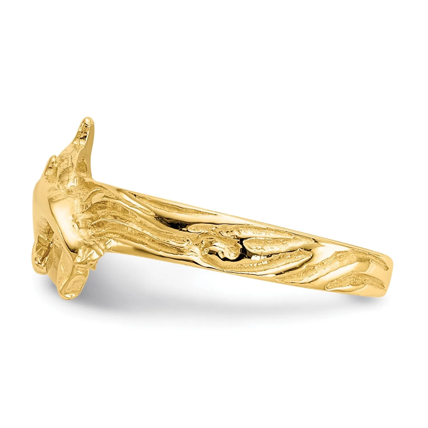 14K Real Solid Yellow Gold Dolphin Toe Ring for Summer