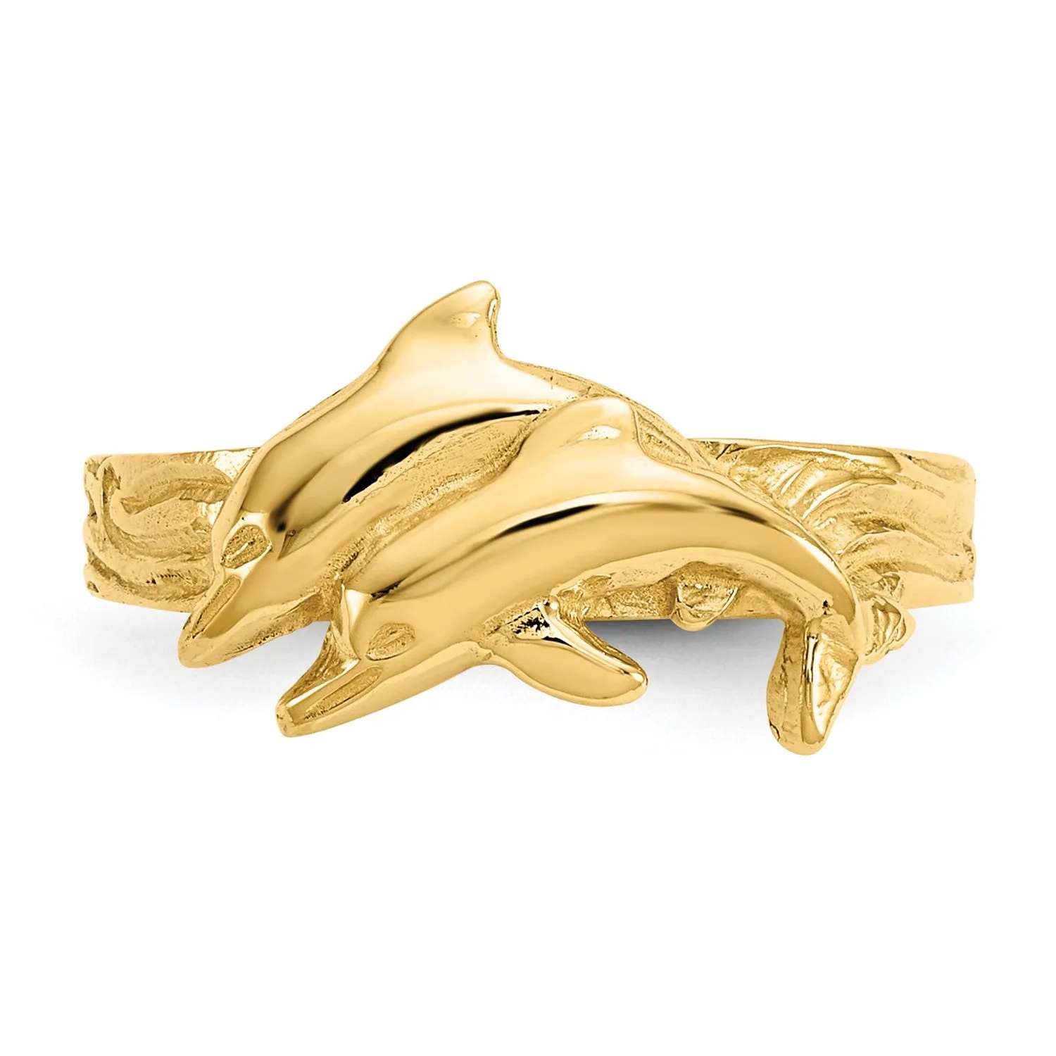 14K Real Solid Yellow Gold Dolphin Toe Ring for Summer