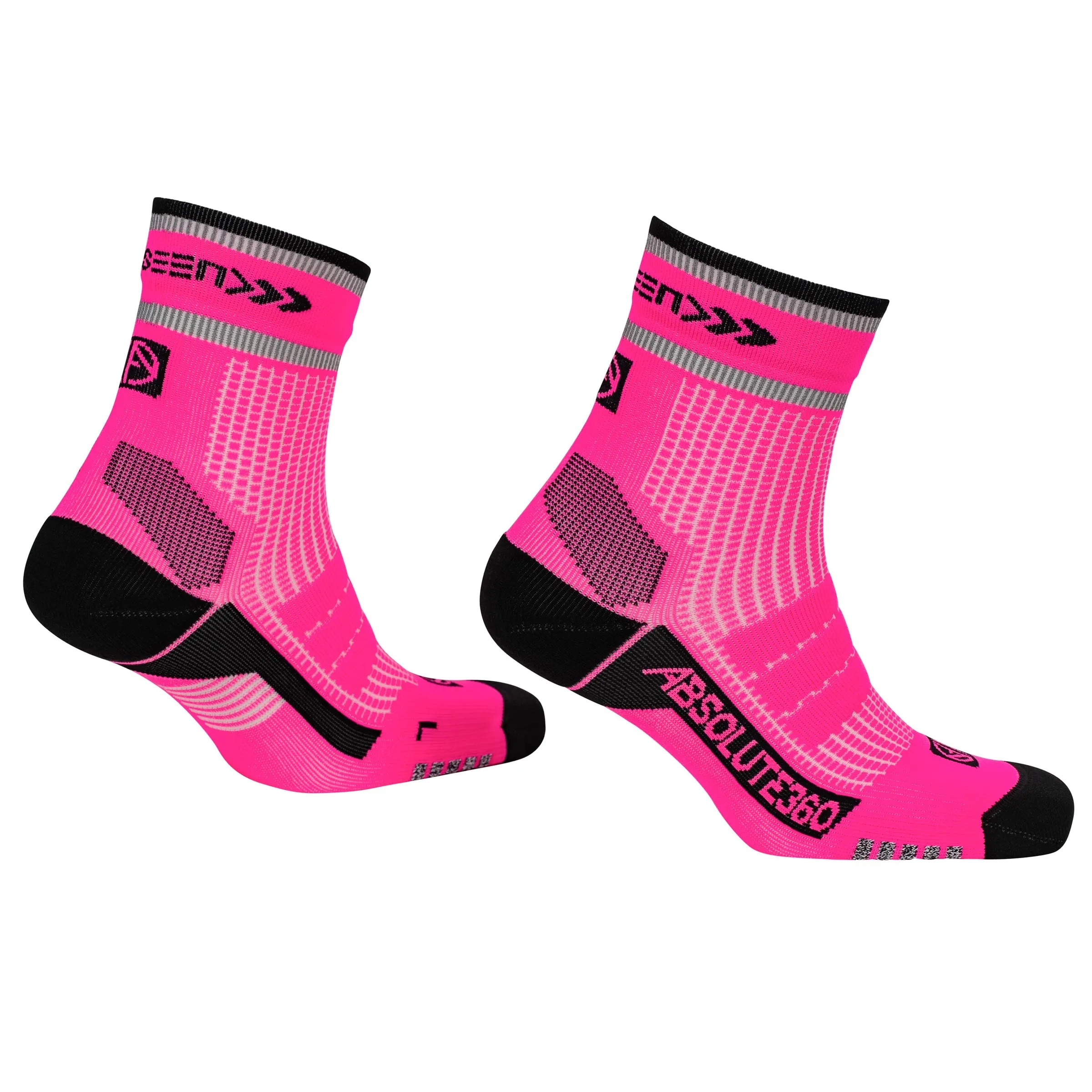 Absolute 360 Be Seen Performance Running Sock Quarter - Neon pink