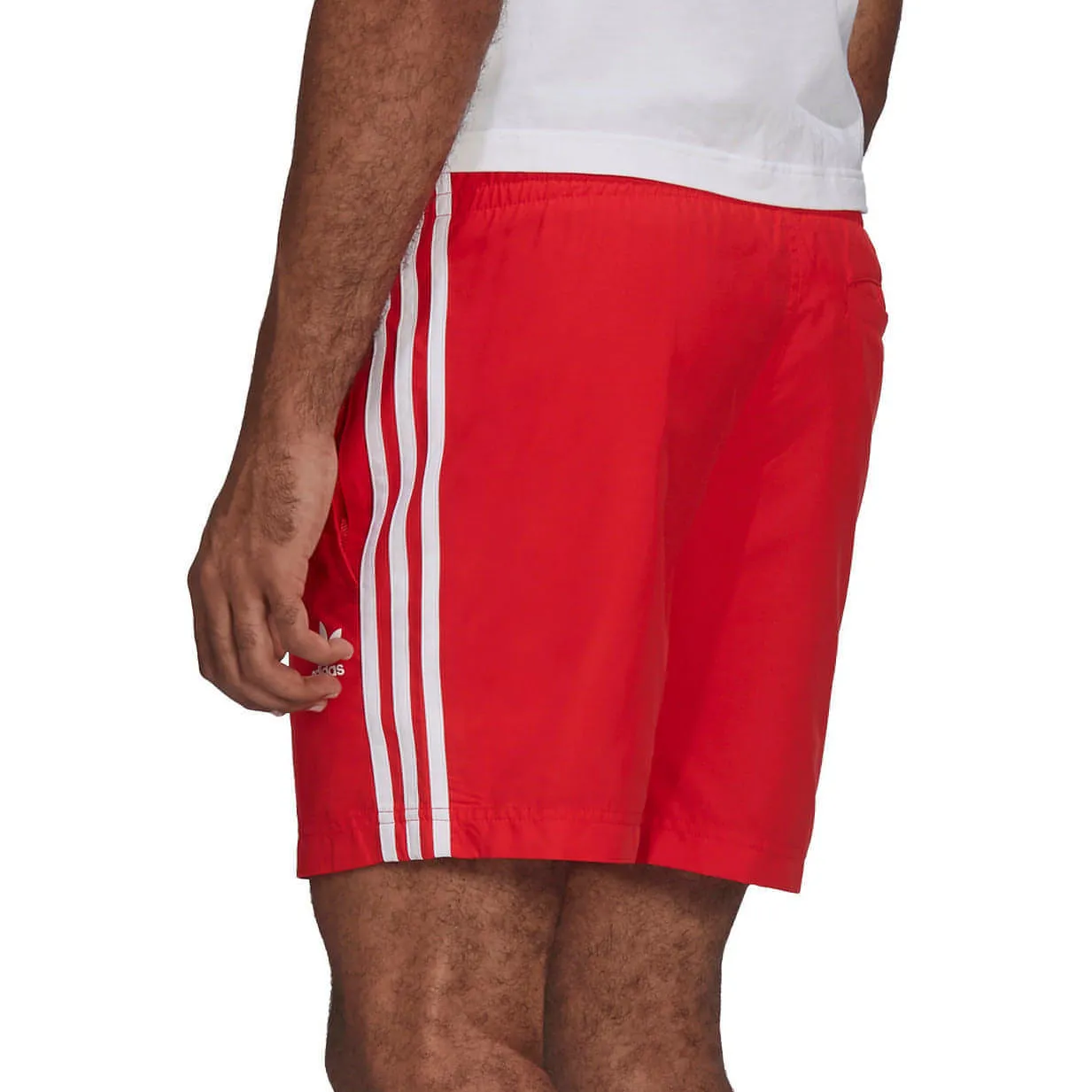 adidas Adicolour Classic 3 Stipes Mens Swim Shorts - Red