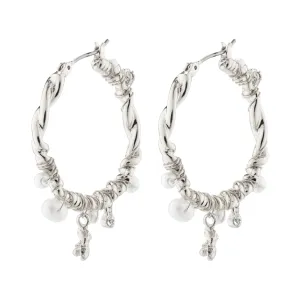 ANA pearl & crystal hoops silver-plated