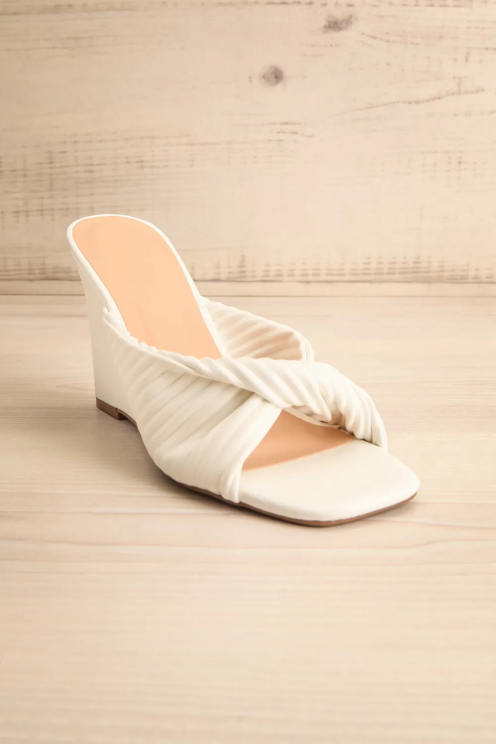 Ashai White | Twist Front Wedge Sandals