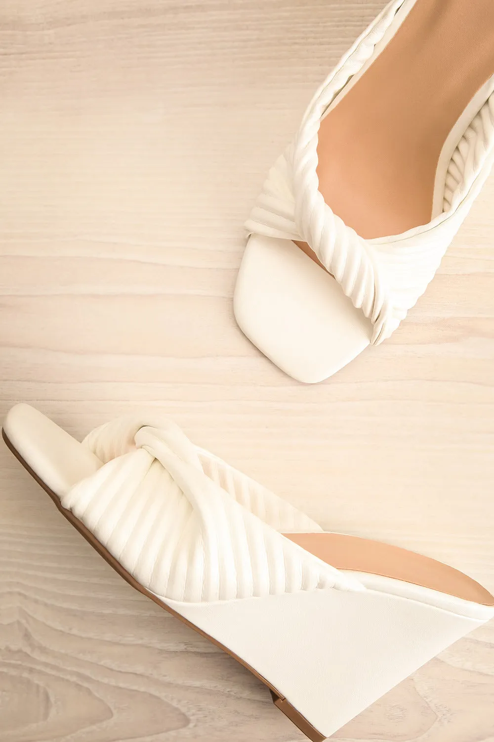 Ashai White | Twist Front Wedge Sandals