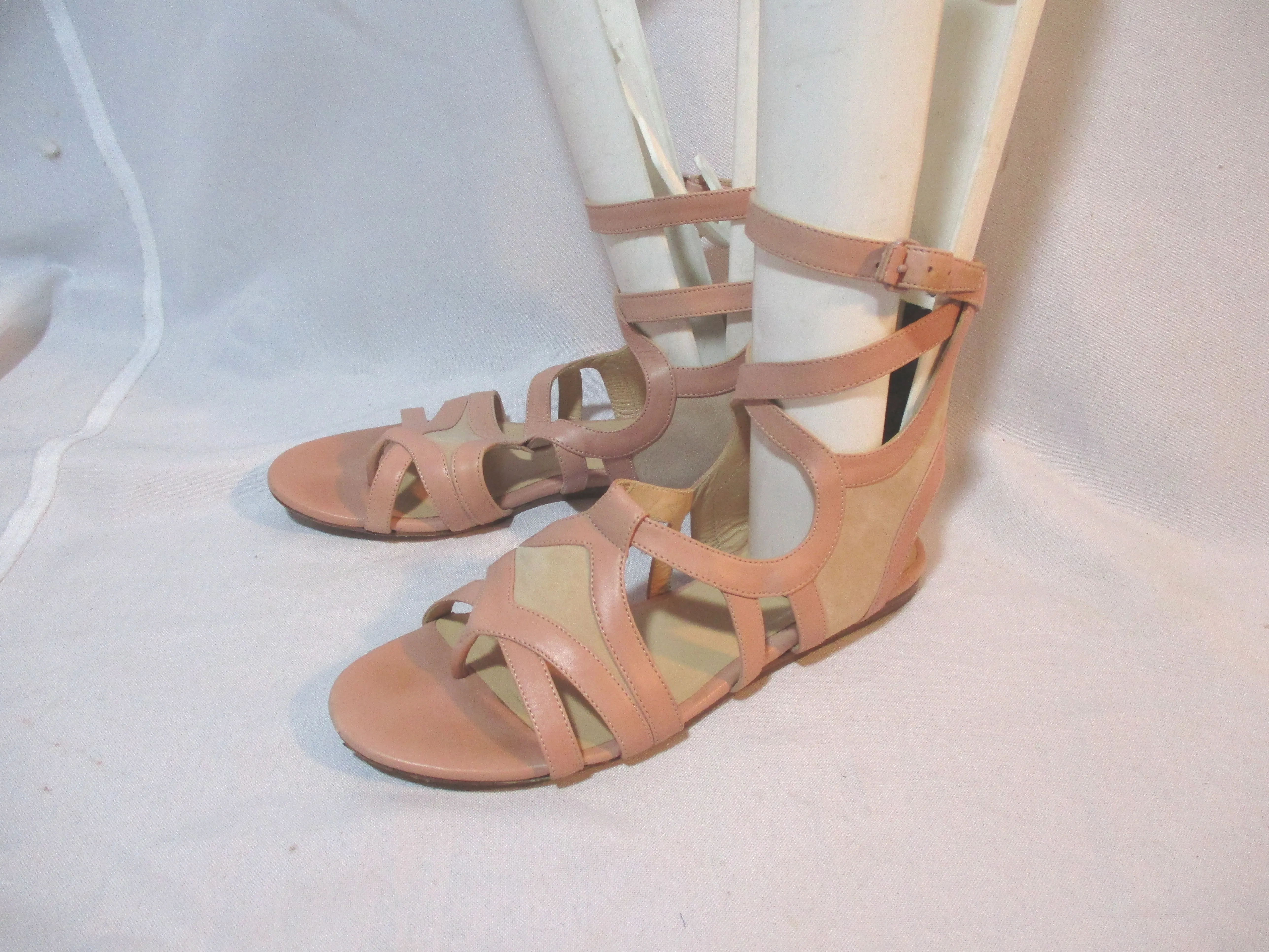 BALENCIAGA LEATHER GLADIATOR ARENA Sandal Shoe PINK BLUSH 36.5