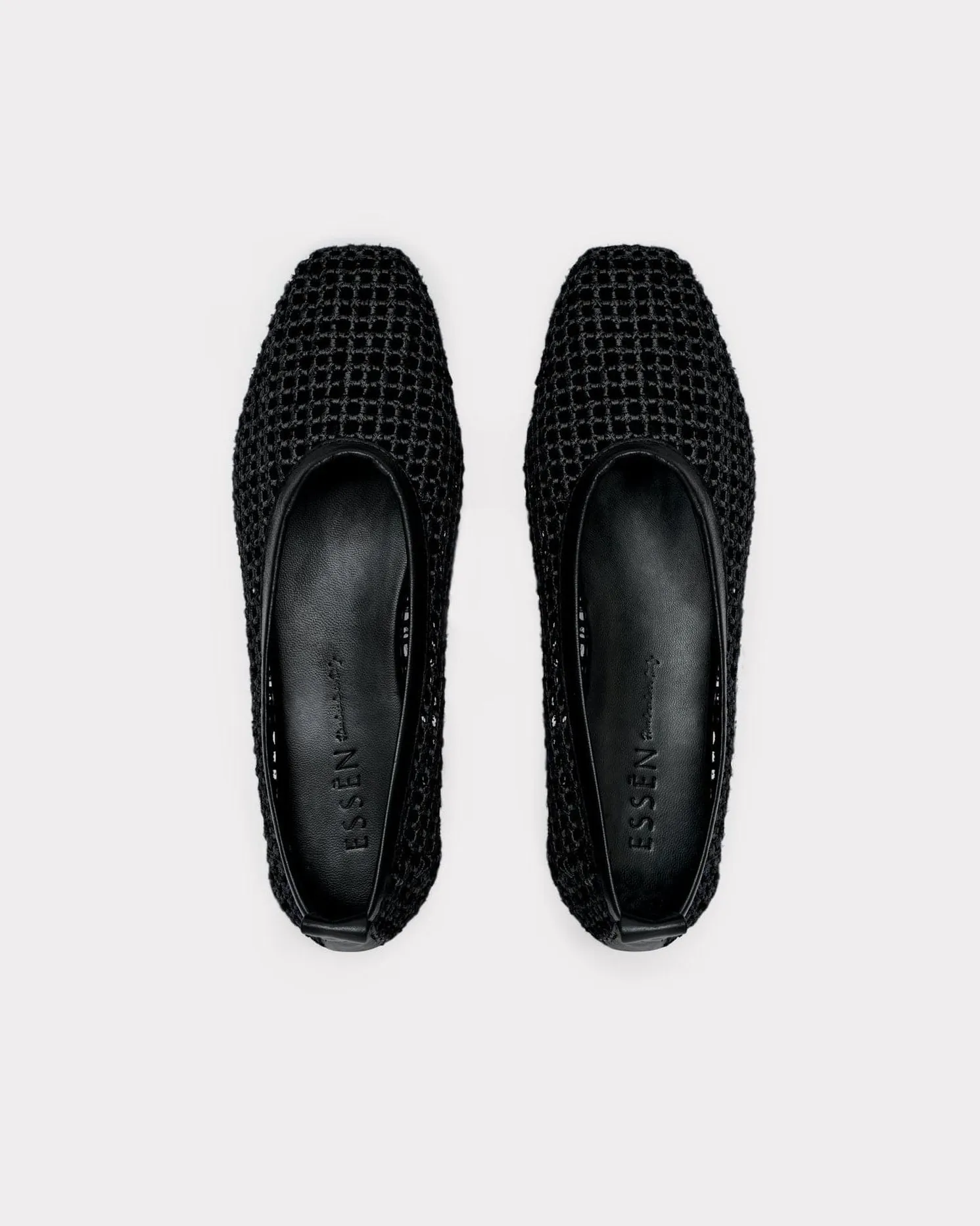 Black Woven Leather Ballet Flats