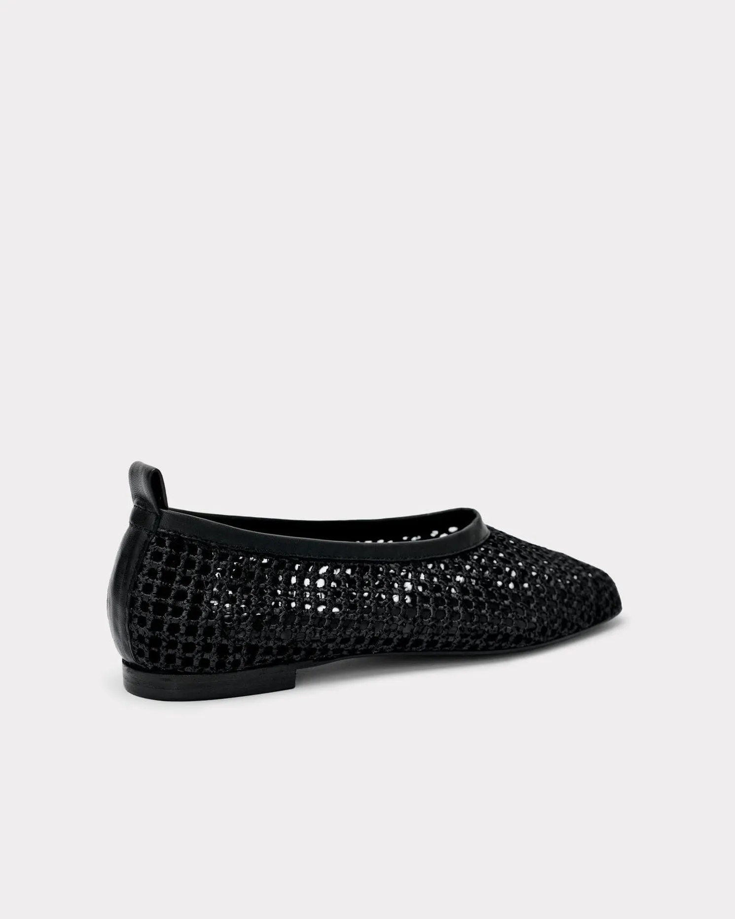 Black Woven Leather Ballet Flats