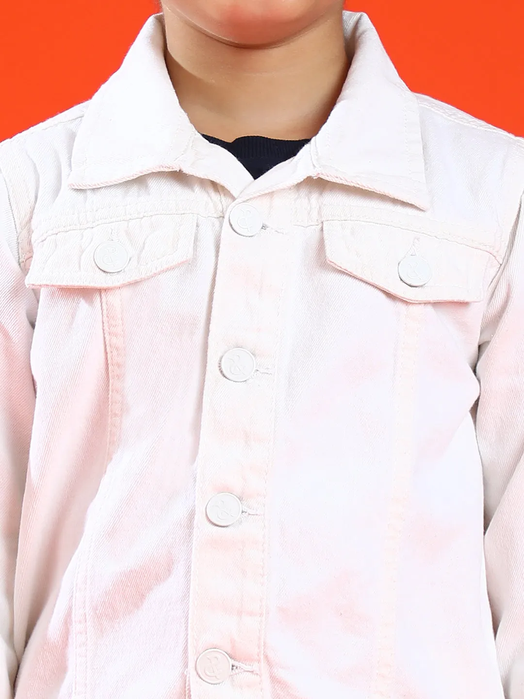 Boys and Girls White Cotton Regular Fit Solid Ultra White Jacket