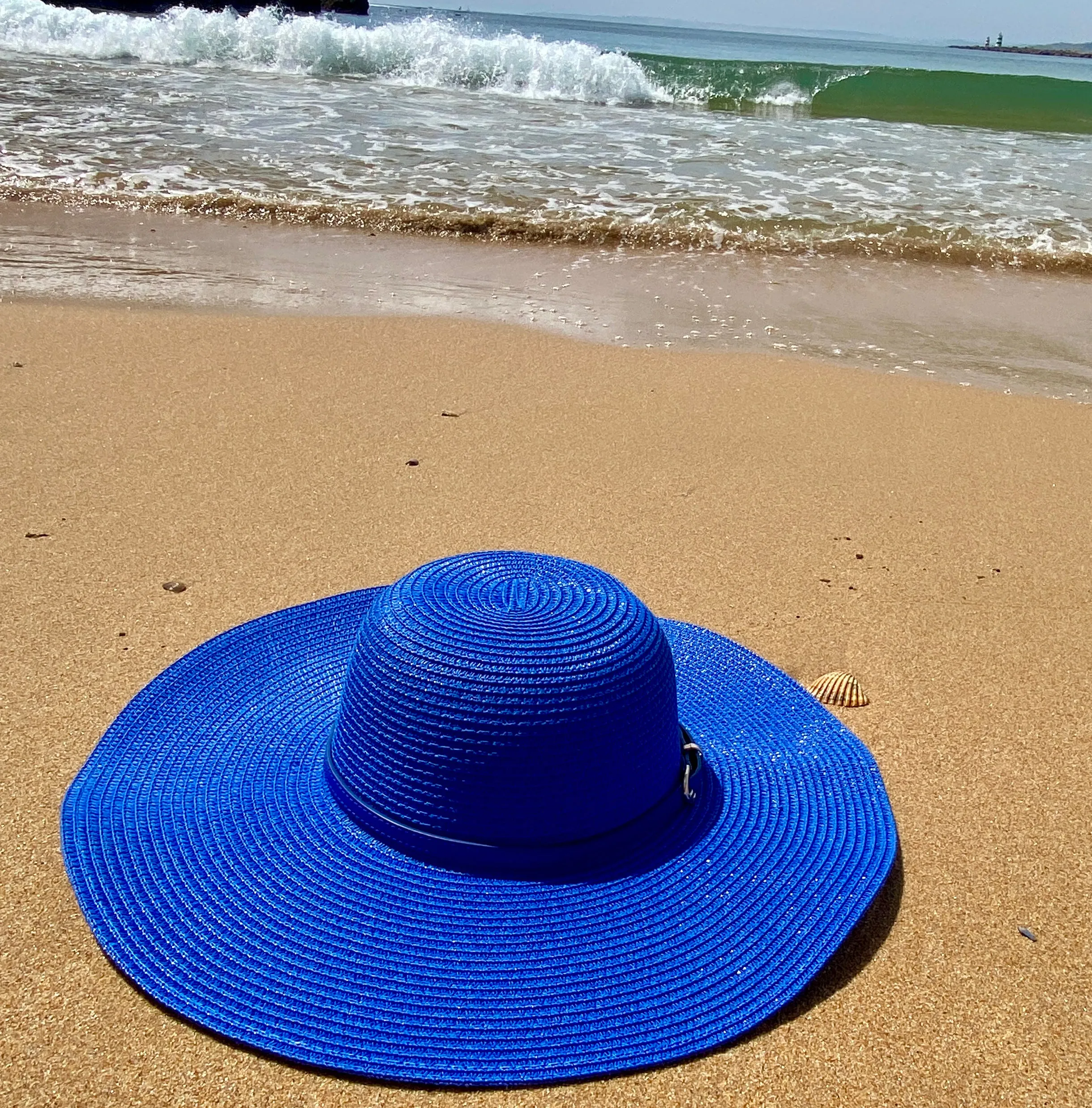 Bright and Bold Wide Brim Foldable Hat - Azure Blue