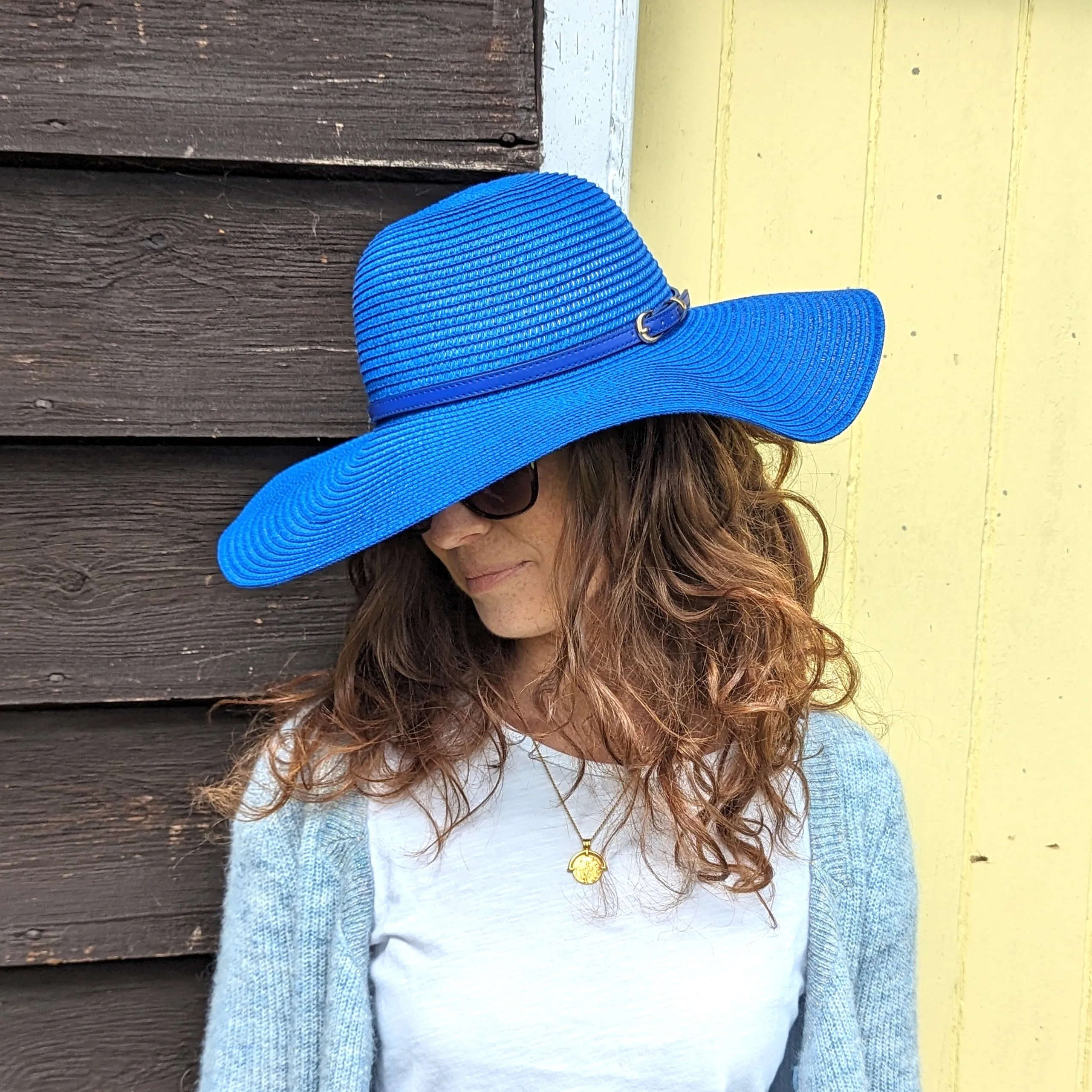 Bright and Bold Wide Brim Foldable Hat - Azure Blue