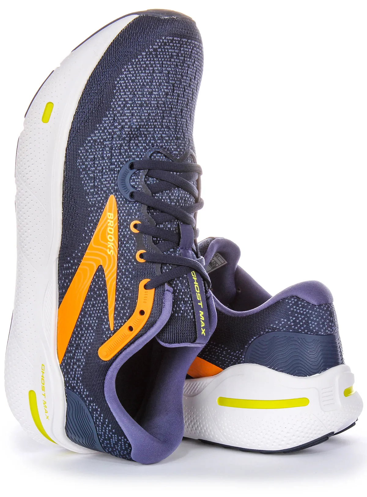 Brooks Ghost Max Trainers In Navy Yellw For Men | Medium Fit