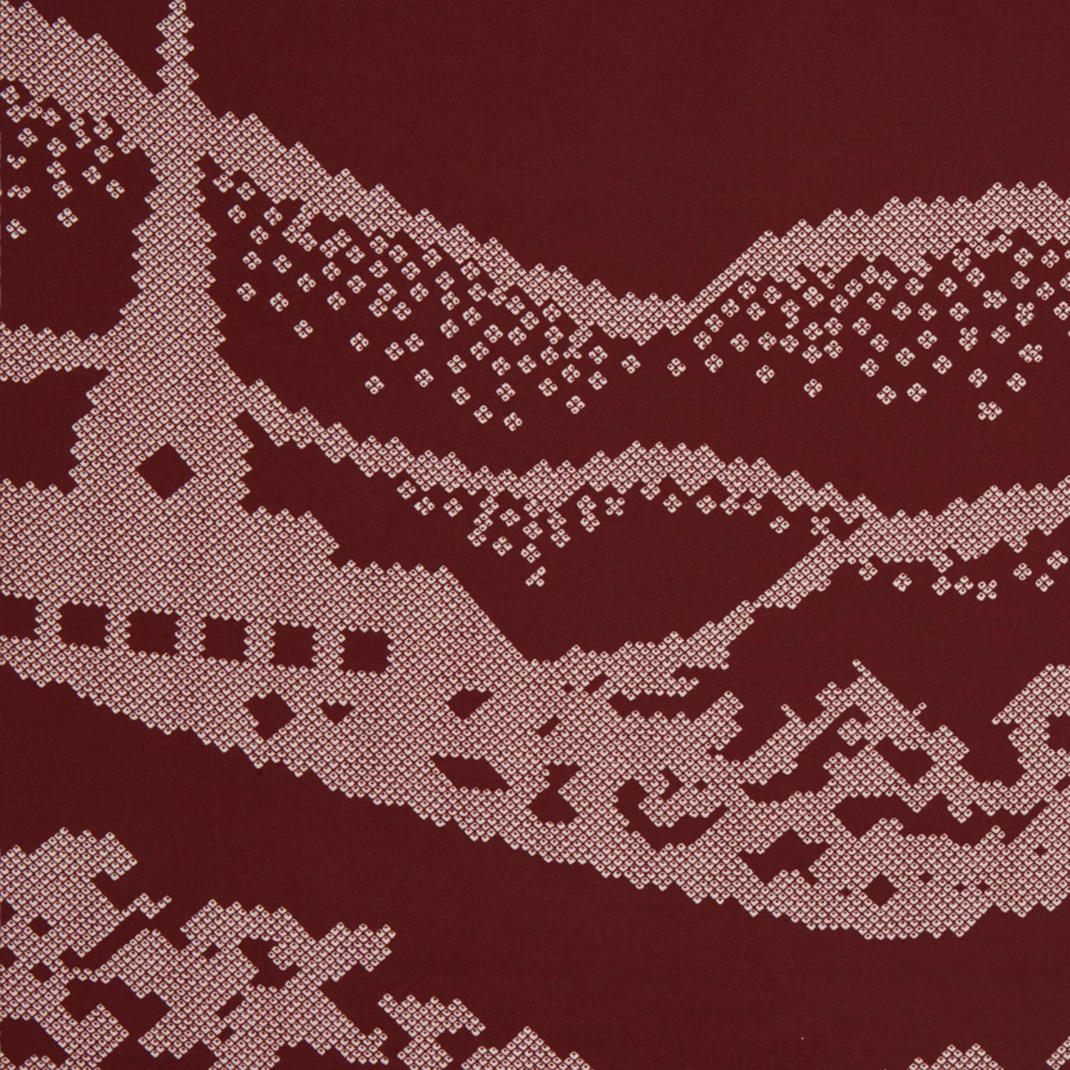 Burgundy Snowscape Motif Silk Extra Large Scarf