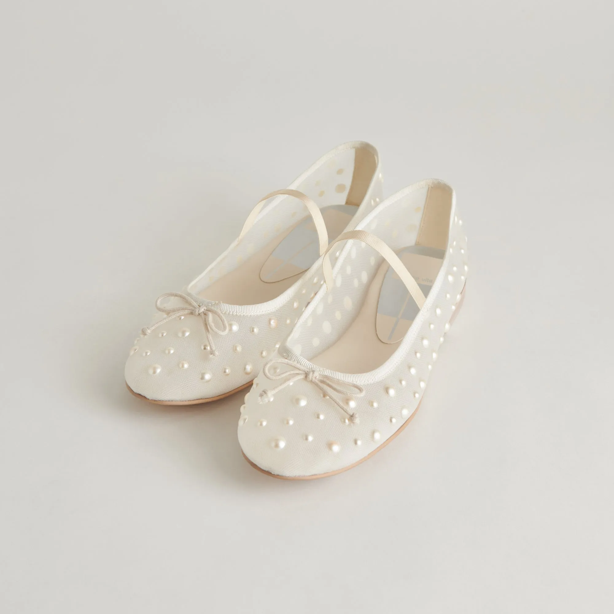 CADEL PEARL BALLET FLATS IVORY MESH