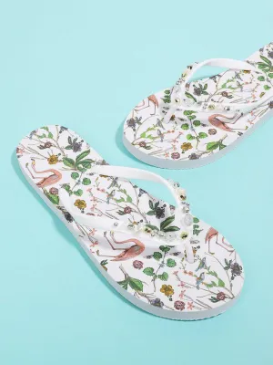 Calico & Bird Print Flip Flops