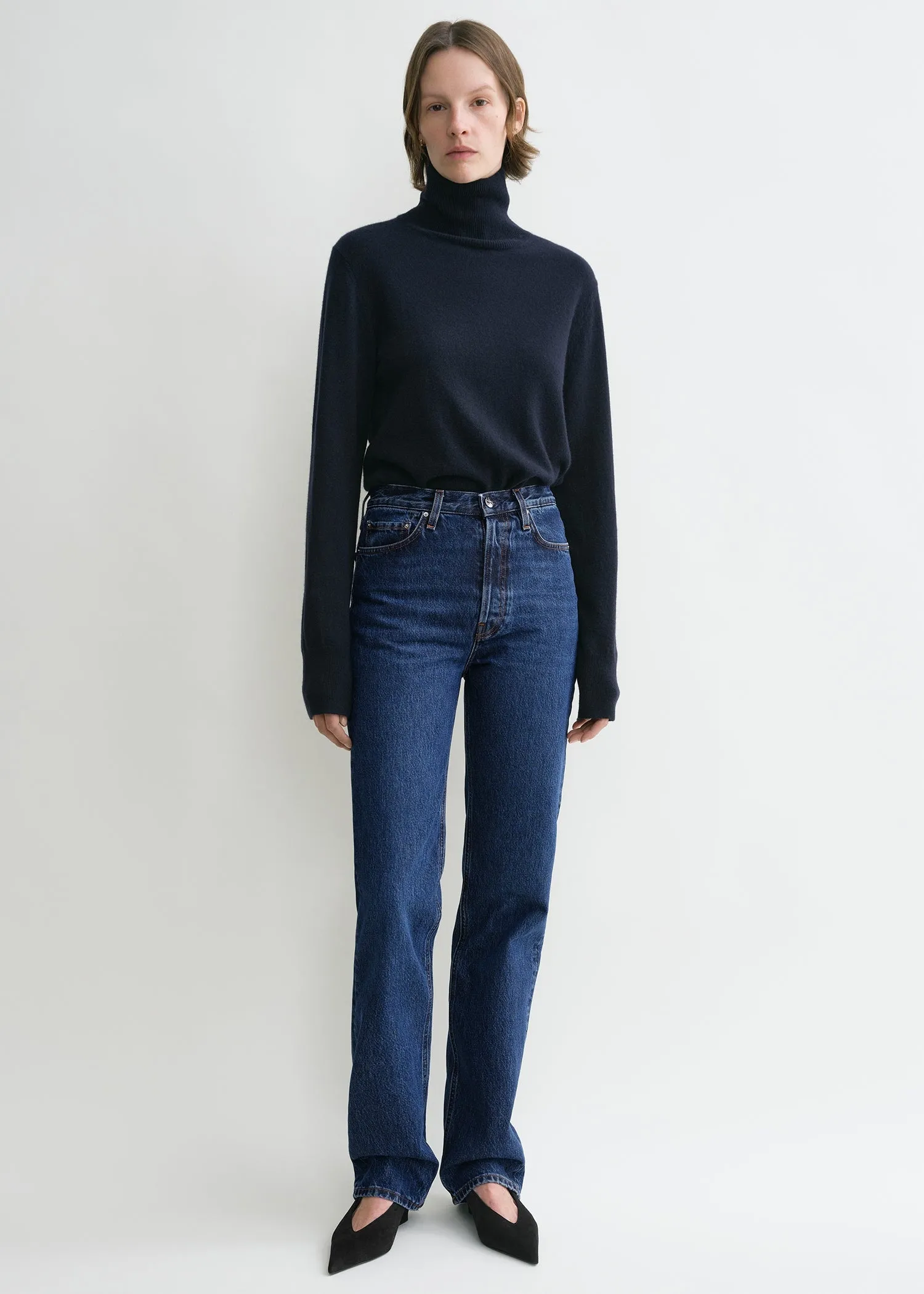 Classic cut denim full length dark blue