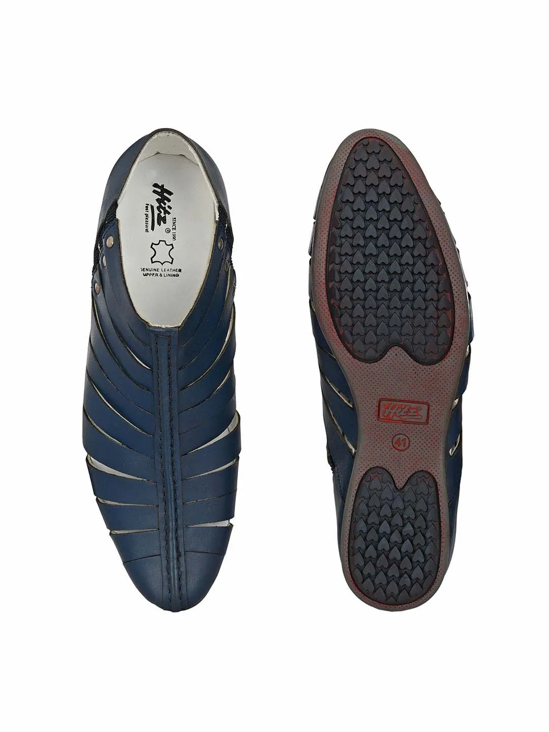 Hitz Men's Blue Leather Slip-On Shoes