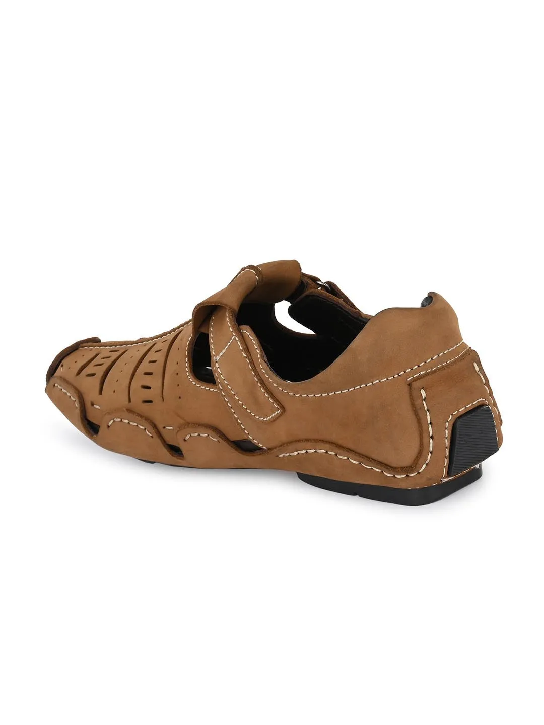 Hitz Men's Leather Sandal cum Shoes with Velcro Closure