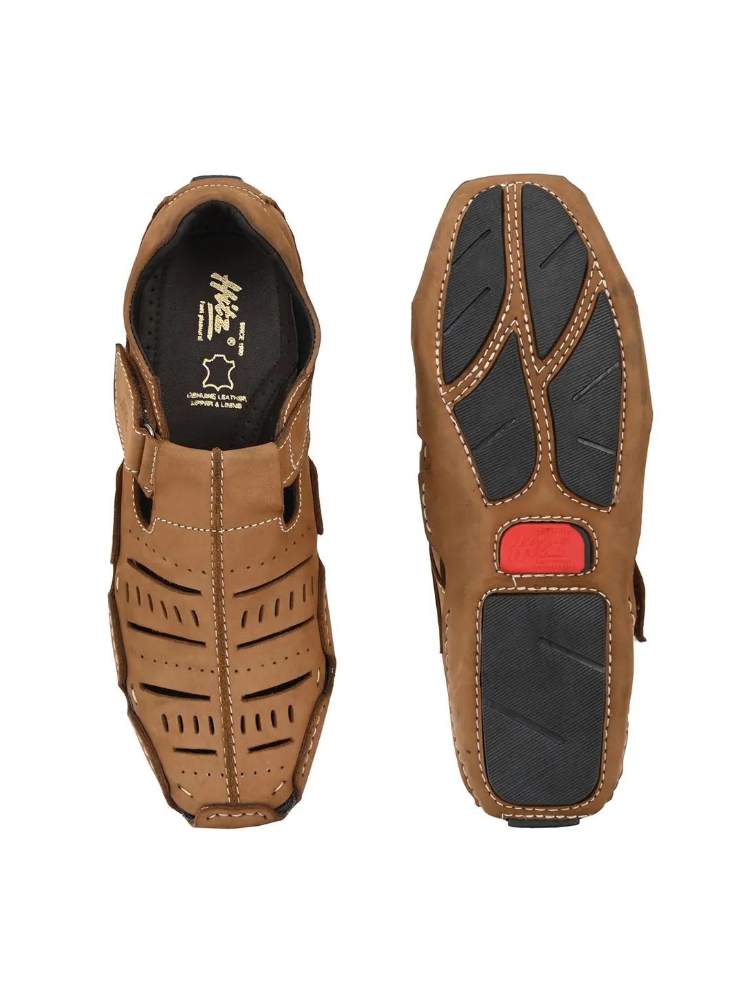 Hitz Men's Leather Sandal cum Shoes with Velcro Closure