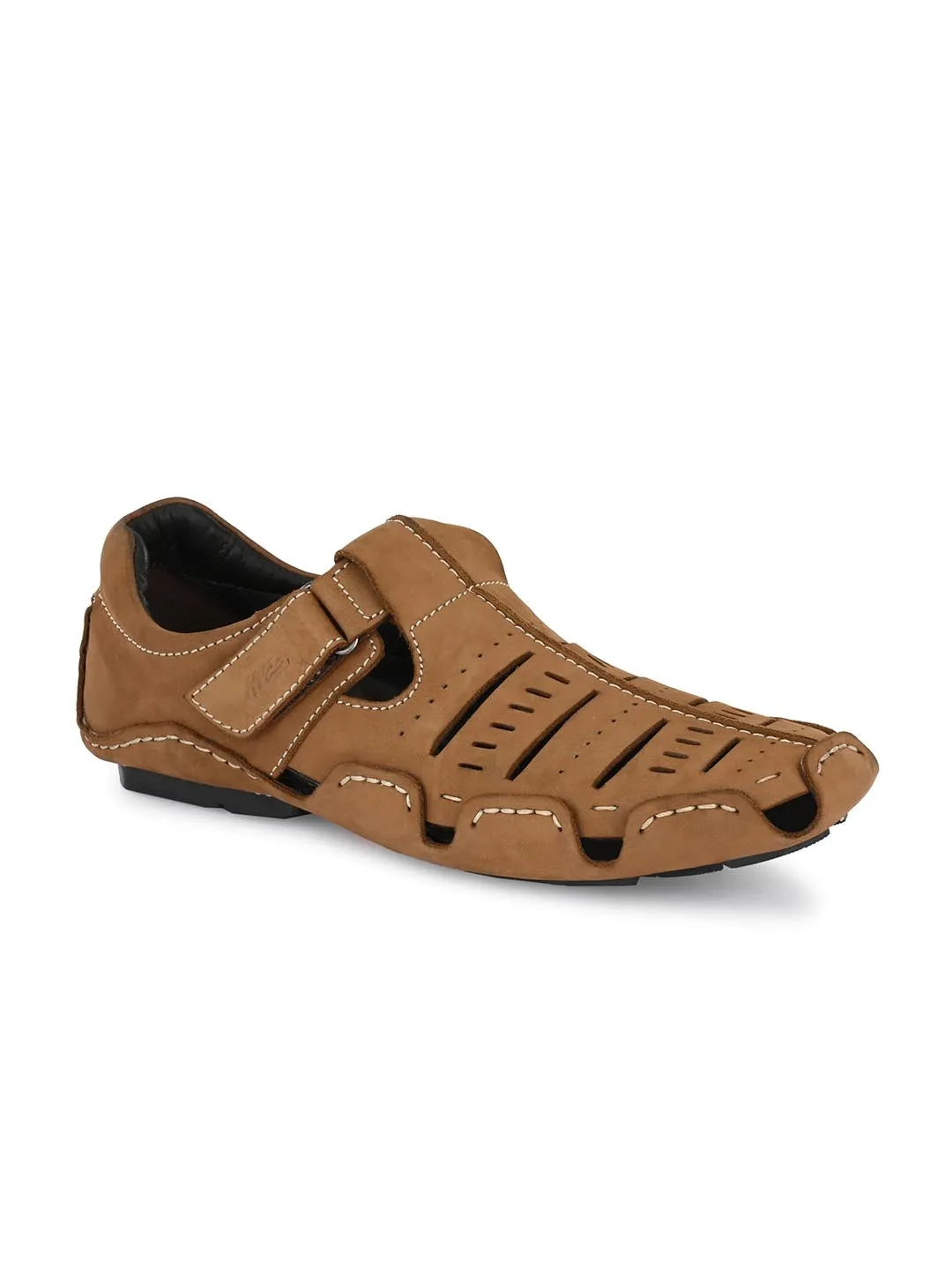 Hitz Men's Leather Sandal cum Shoes with Velcro Closure