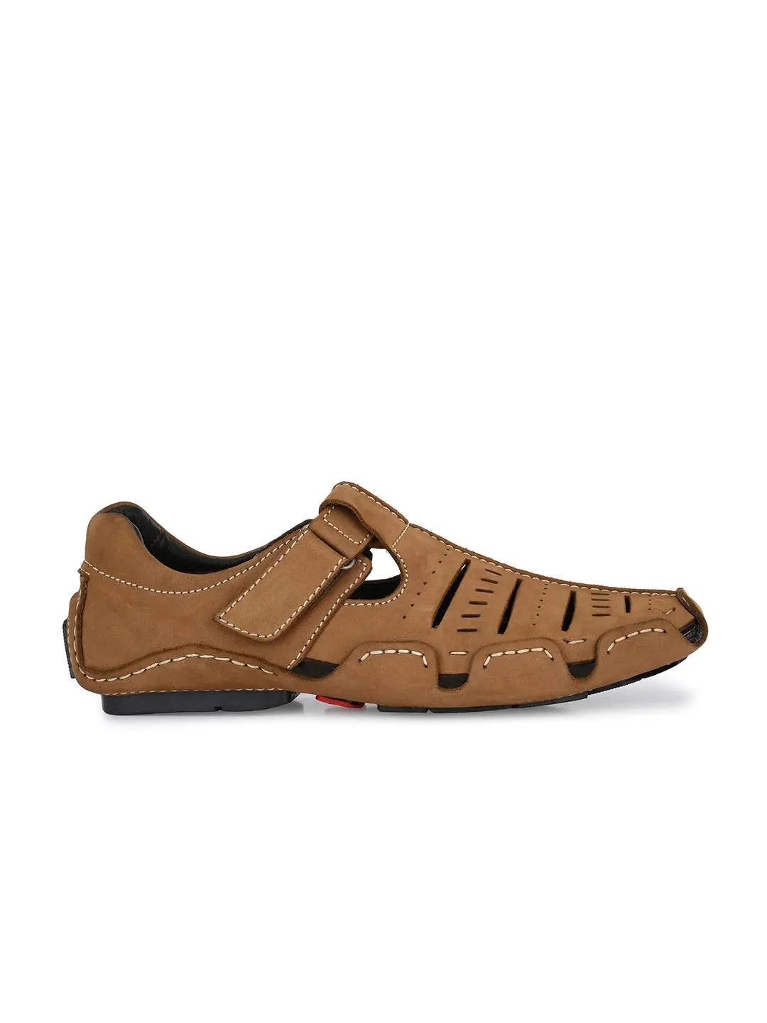 Hitz Men's Leather Sandal cum Shoes with Velcro Closure