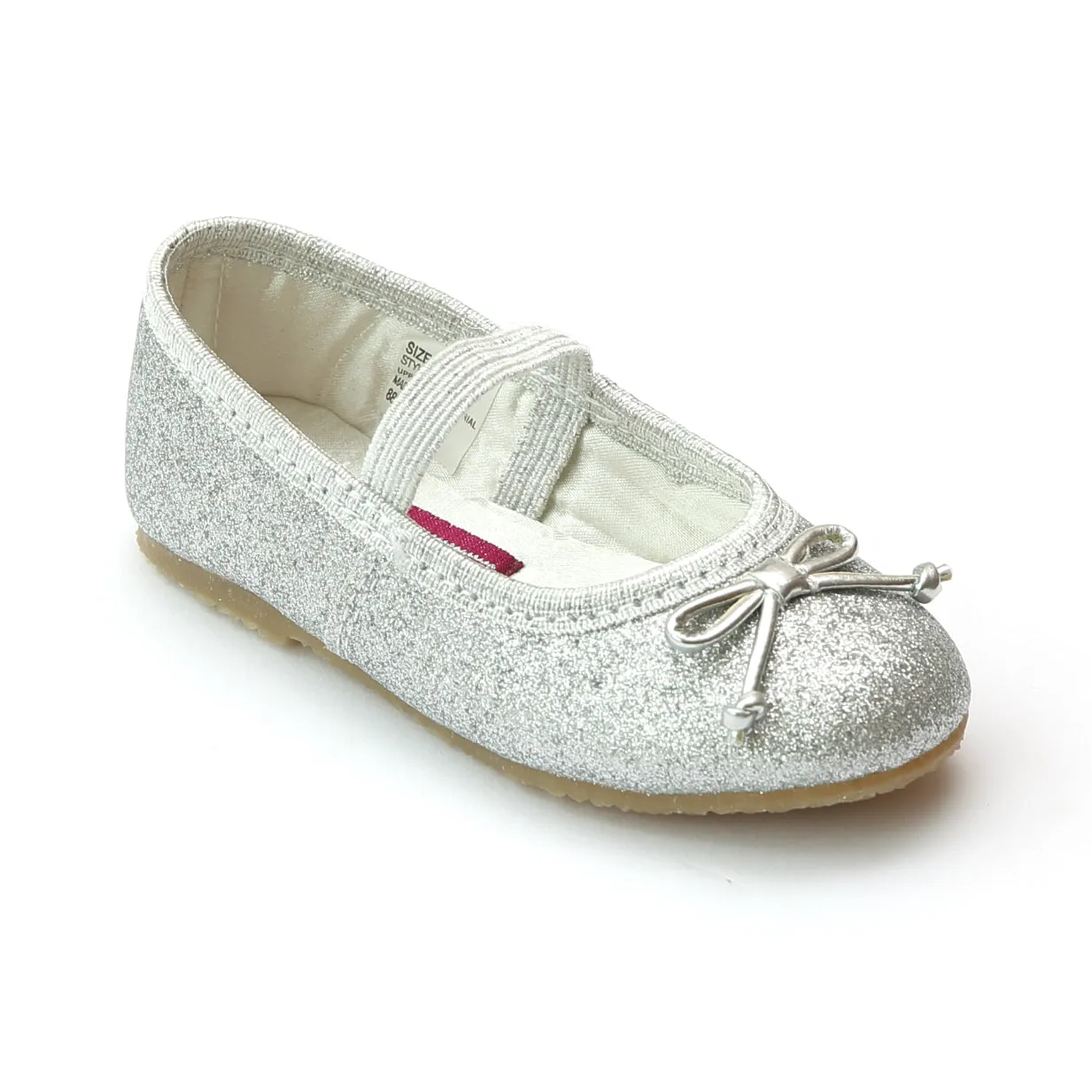 L'Amour Girls Glitter Silver Ballet Flats