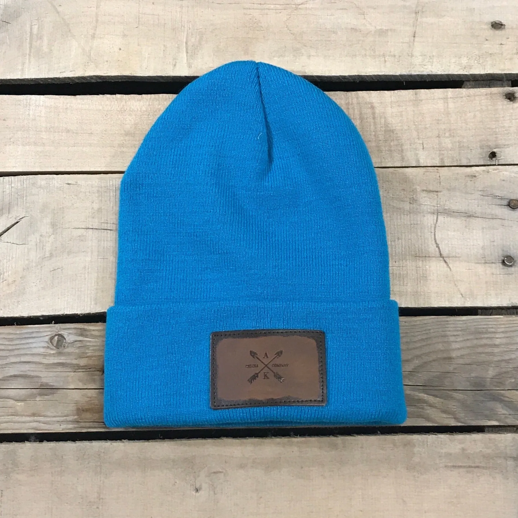 Leather Cross Arrow Patch Beanie