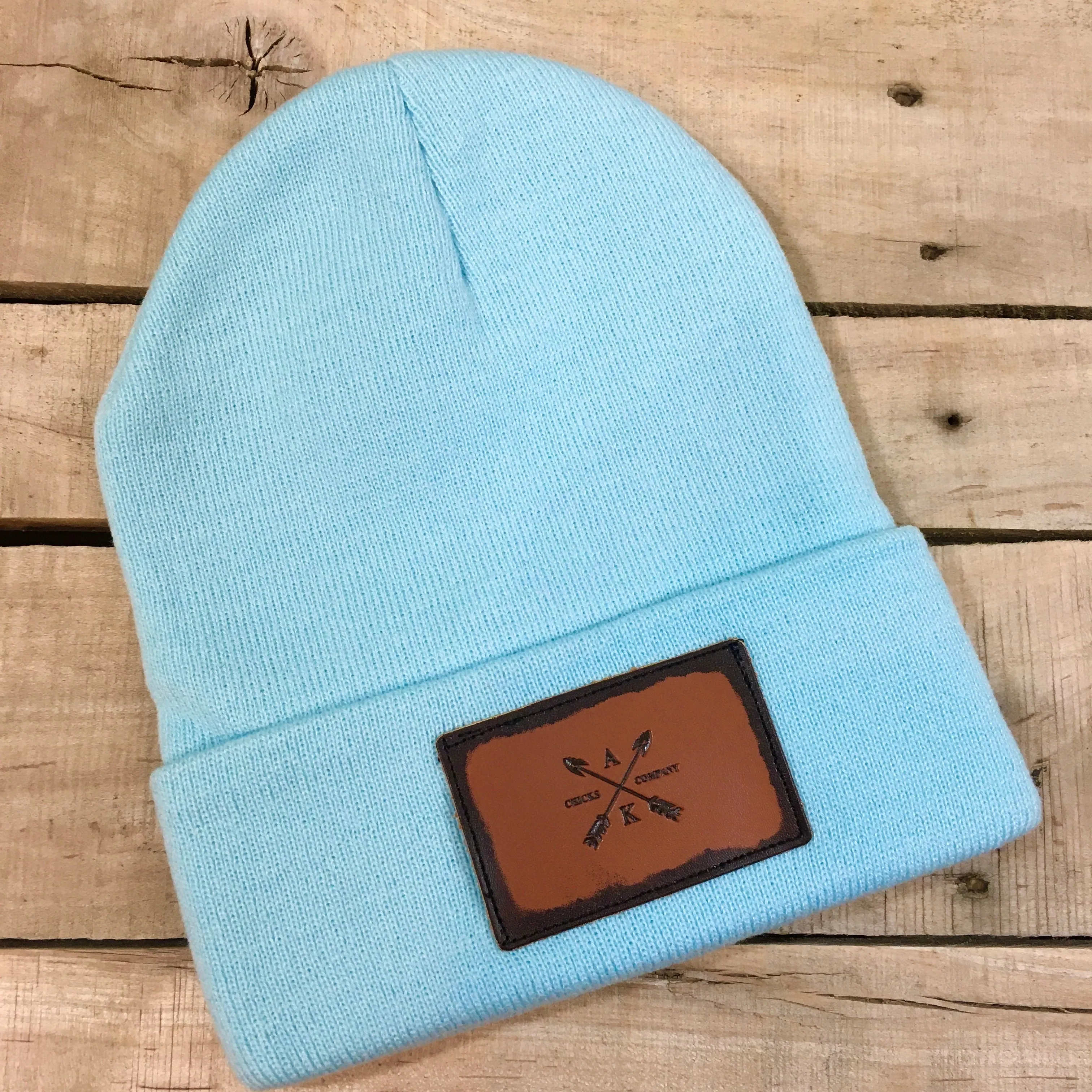 Leather Cross Arrow Patch Beanie