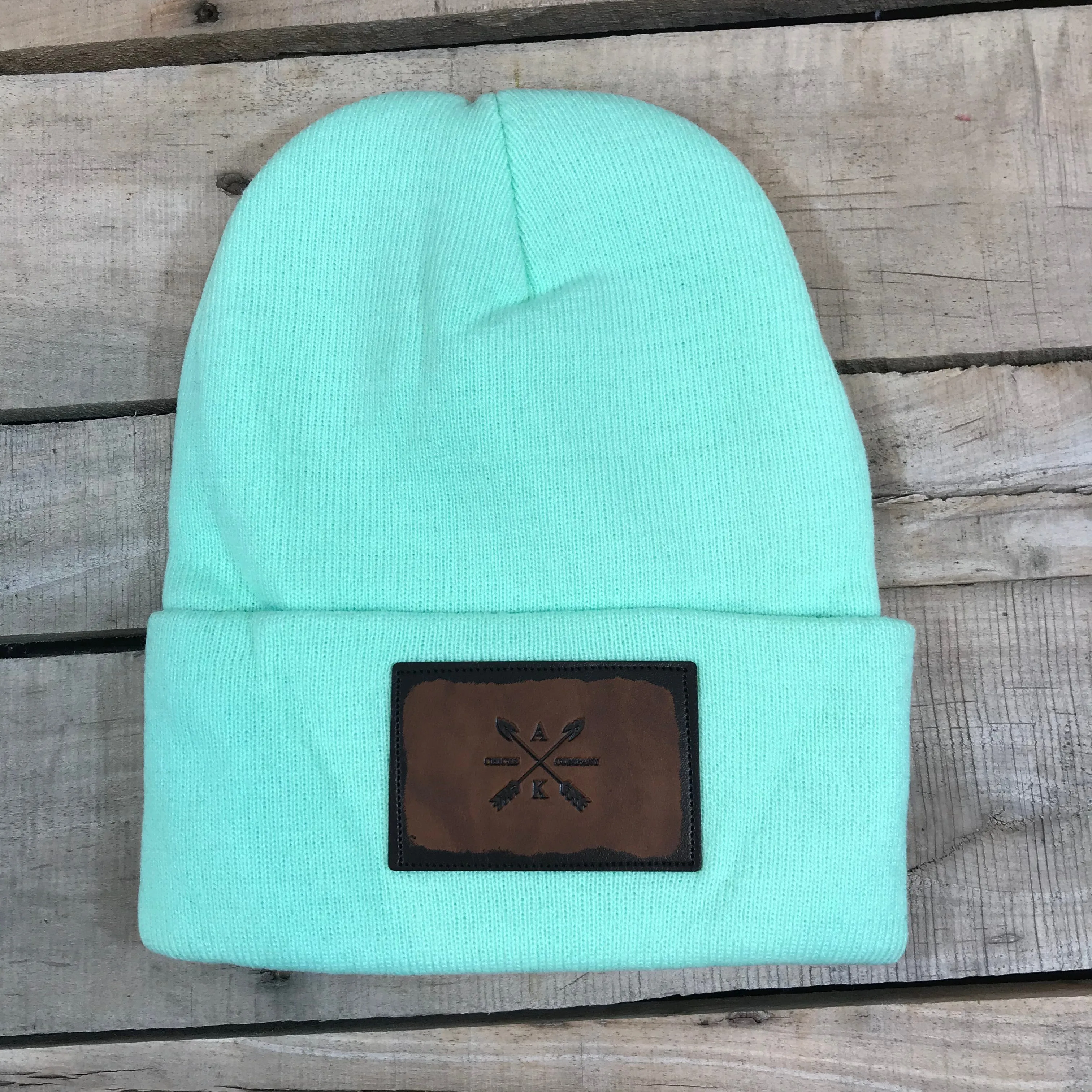 Leather Cross Arrow Patch Beanie