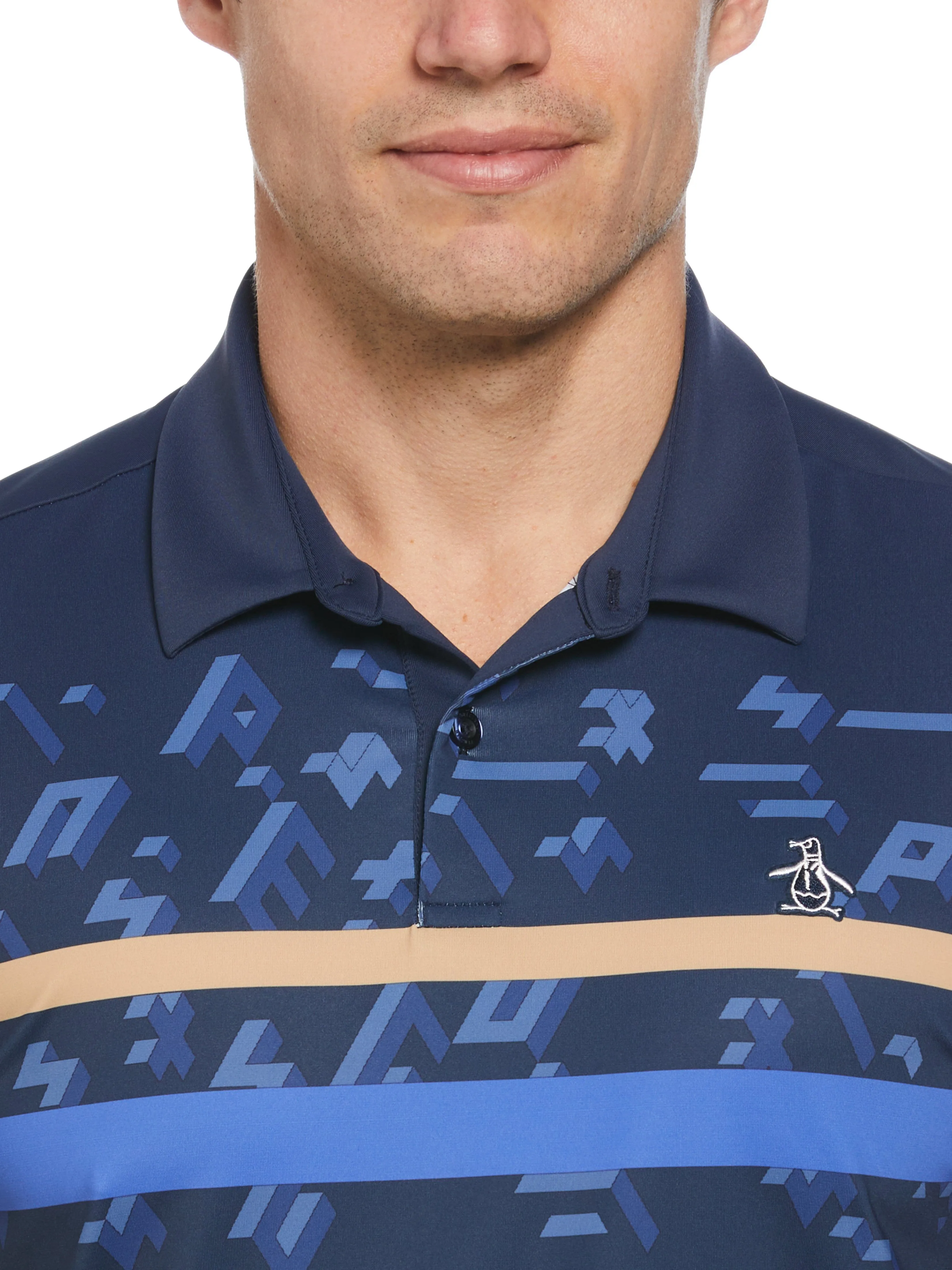 Men's Got Game Engineered Stripe Block Print Polo