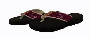 Mens Signature Horse Racing Flip Flops - Cardinal & Tan