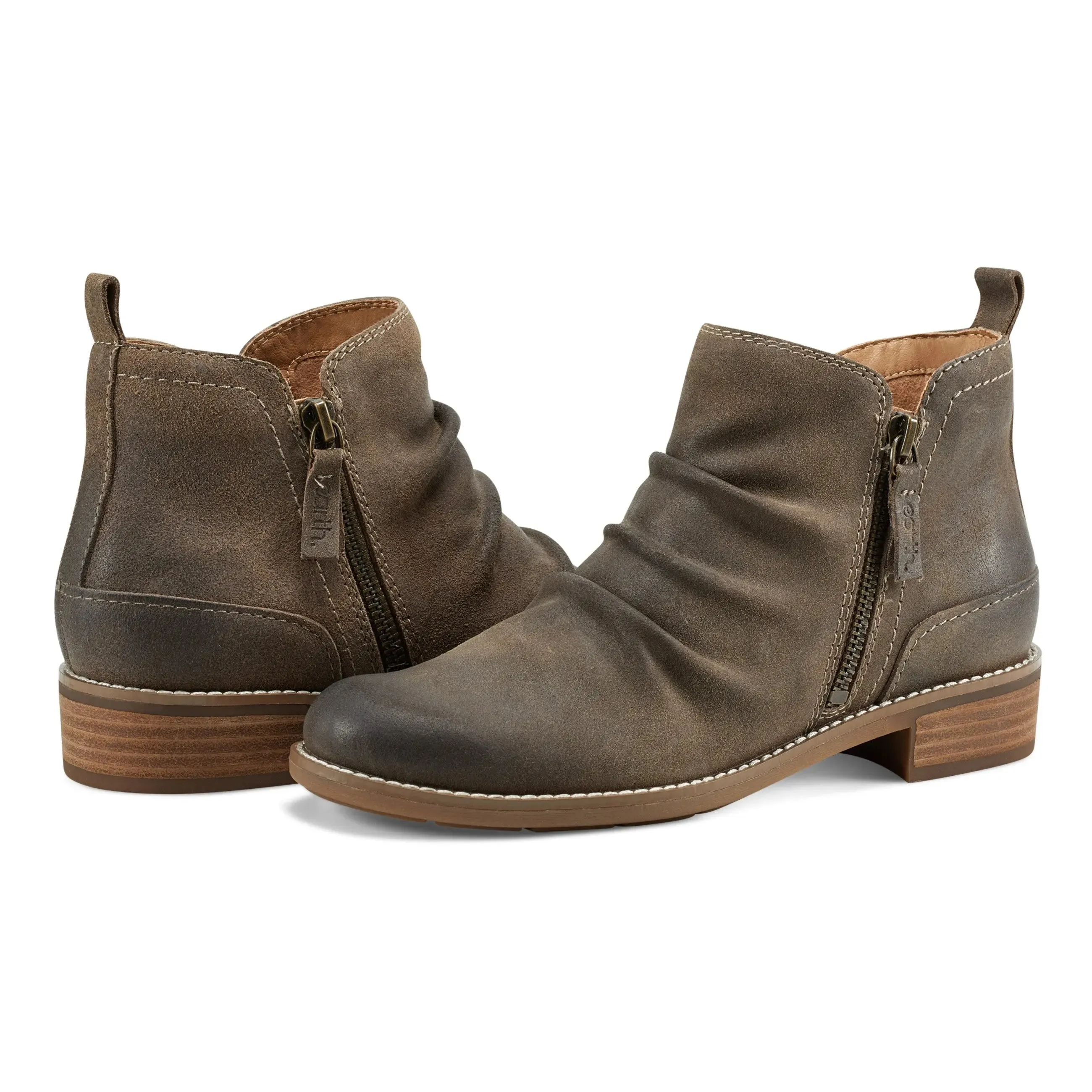 Nadya Round Toe Ruched Casual Booties