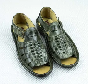 Omega Leather Youths Kgosi  Olive sandal