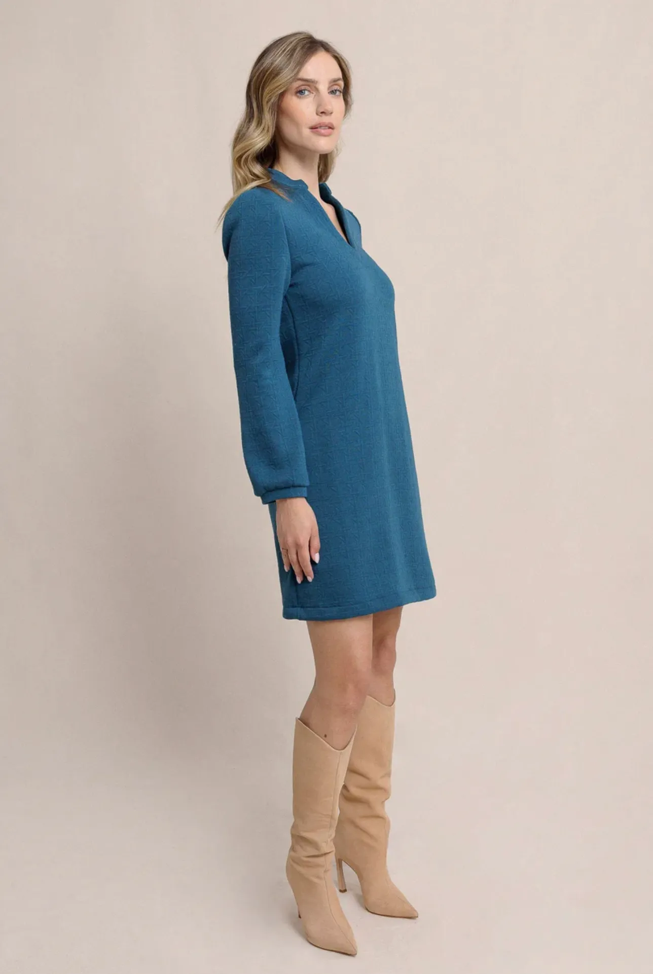 Oren Quilted Dress | Teal Haze