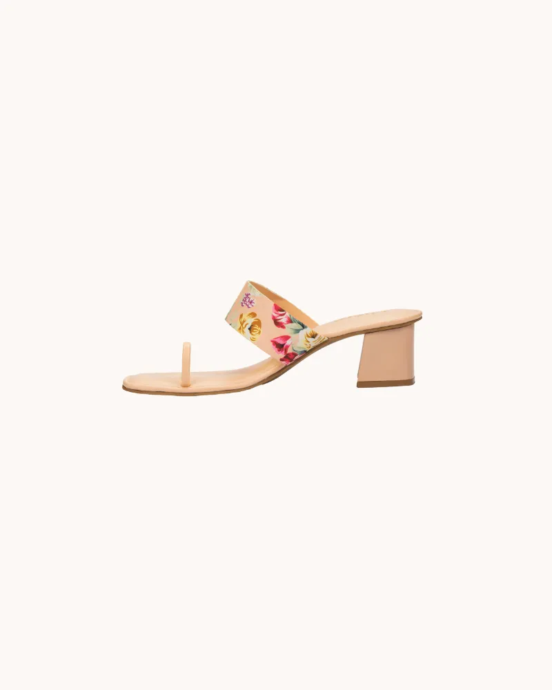 Pink Floral Print Casual Block Heels for Women