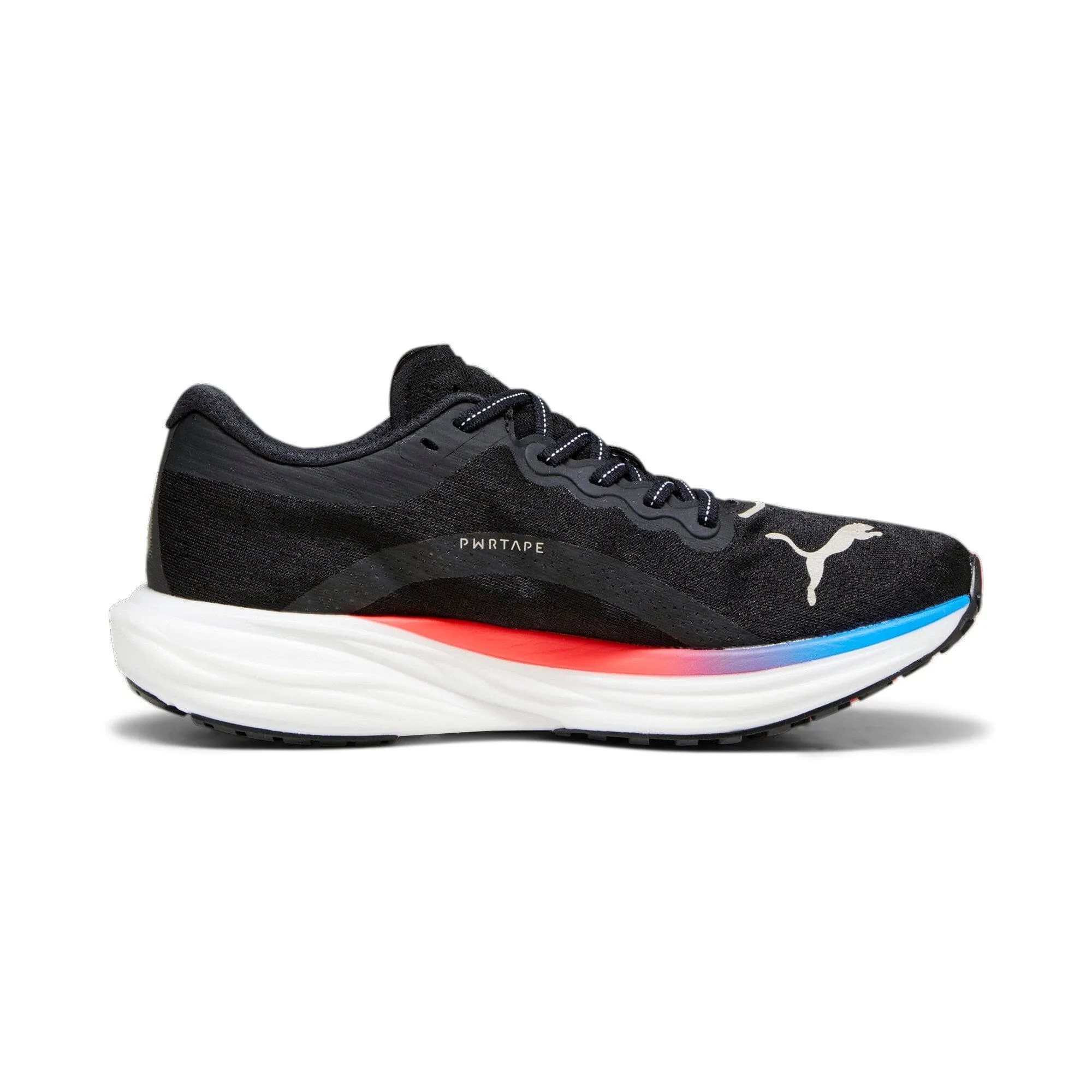 Puma Mens Deviate Nitro 2 Black Fire Blue Running Shoes