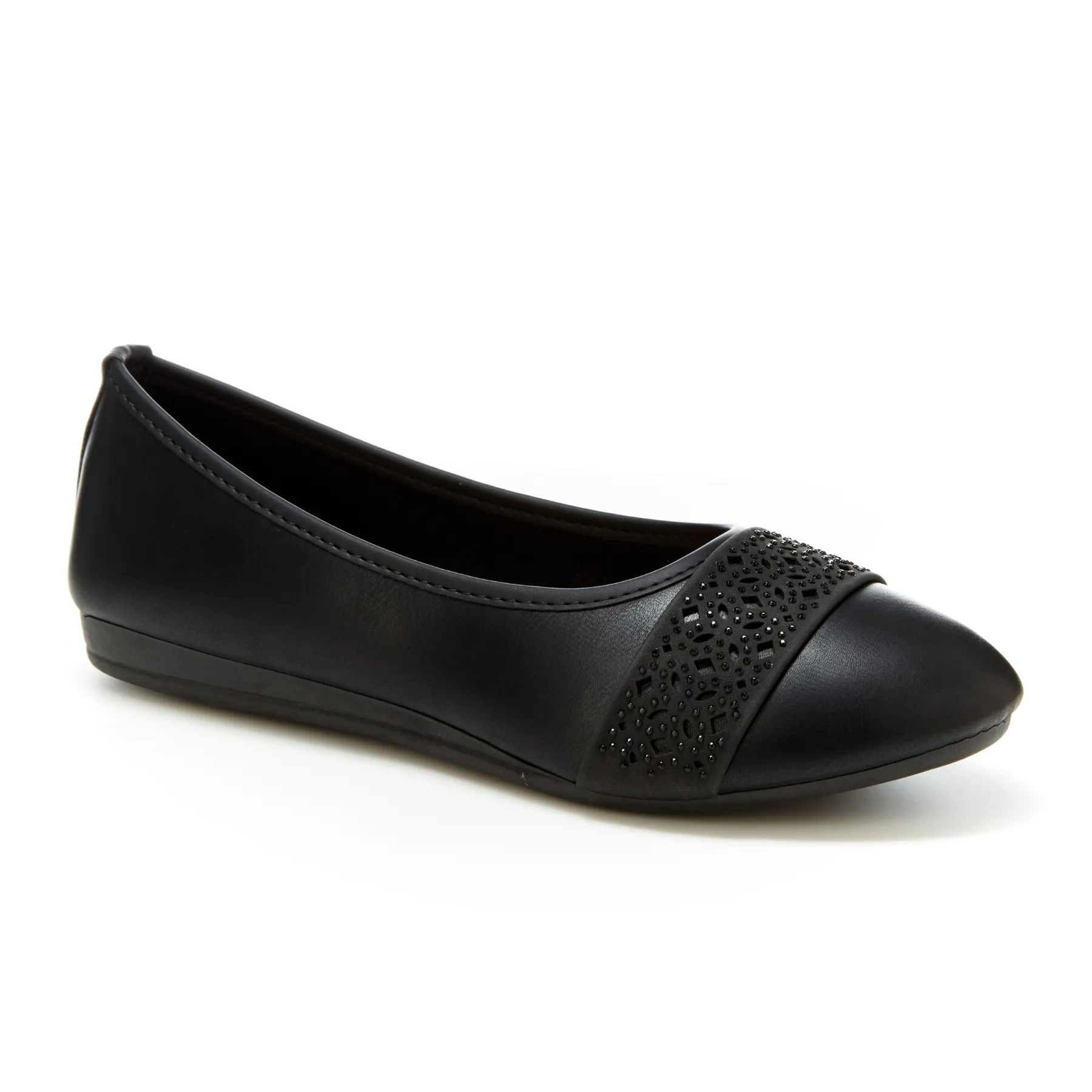 Round Toe Jeweled Band Ballet Flats (Angel)