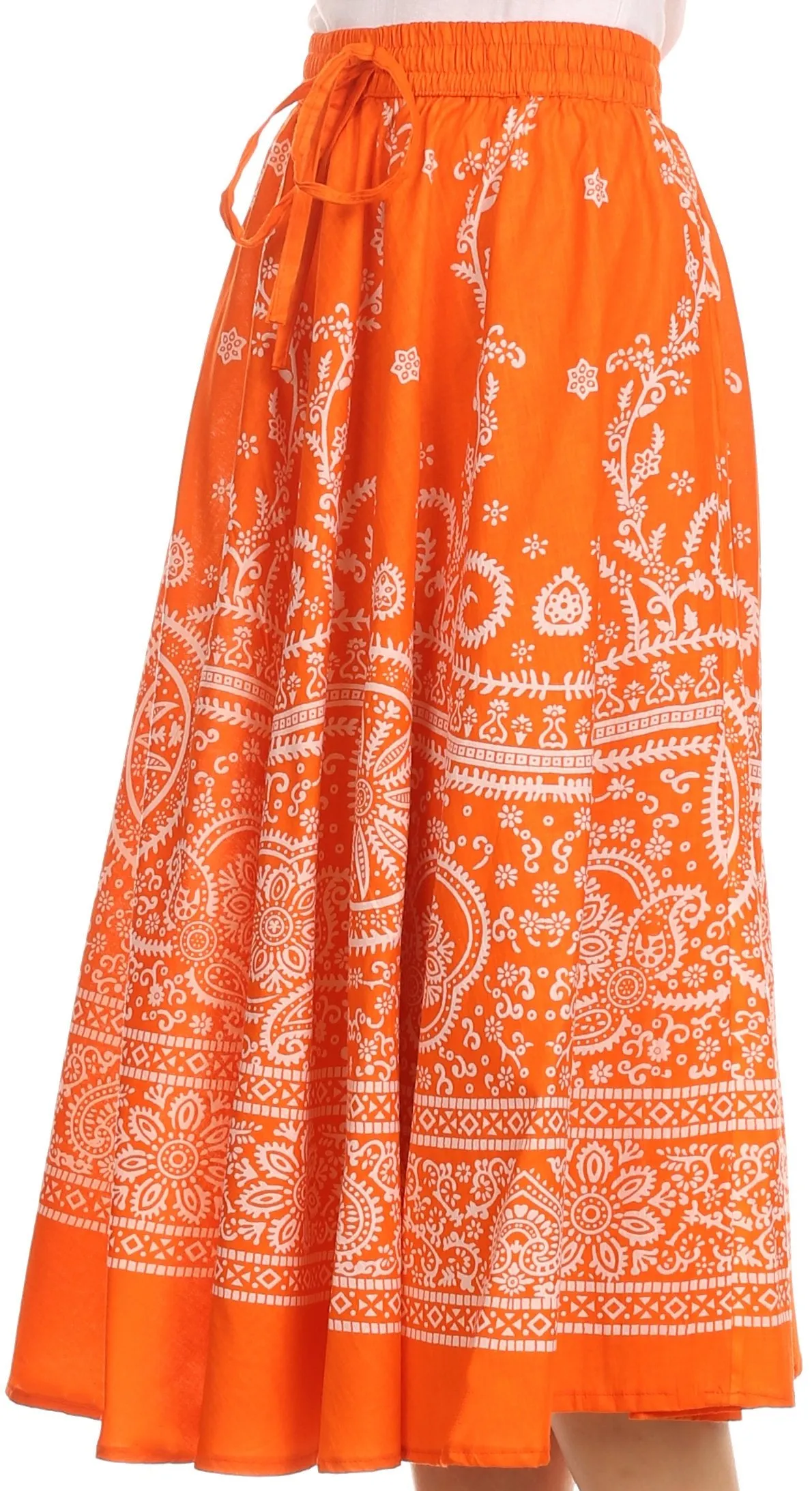 Sakkas Denia Circle Skirt With Floral Printed Designs And Adjustable Waistband