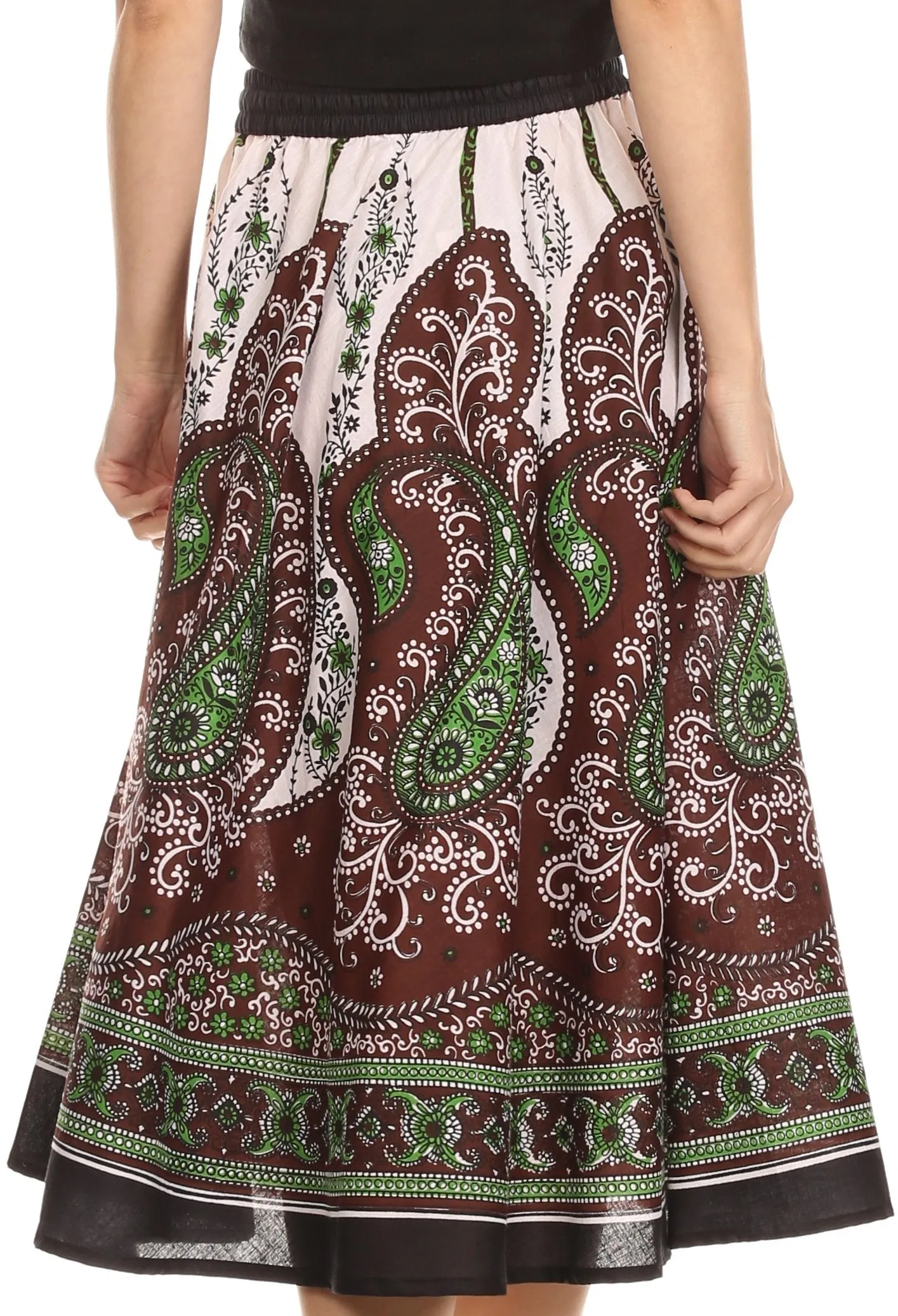 Sakkas Denia Circle Skirt With Floral Printed Designs And Adjustable Waistband