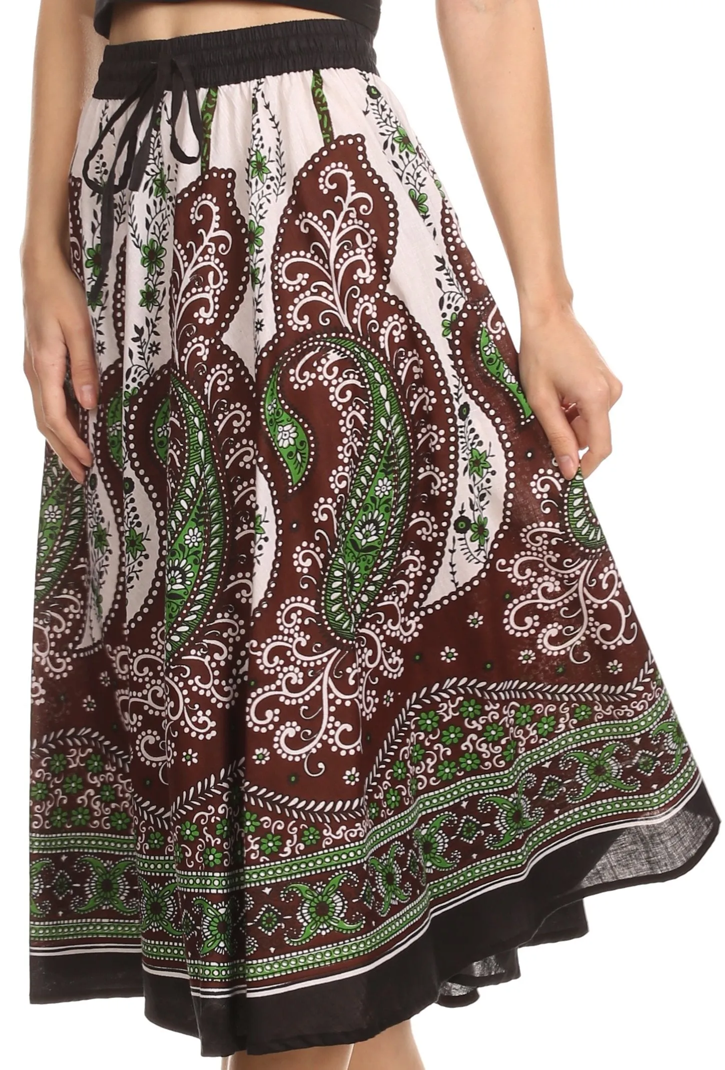 Sakkas Denia Circle Skirt With Floral Printed Designs And Adjustable Waistband