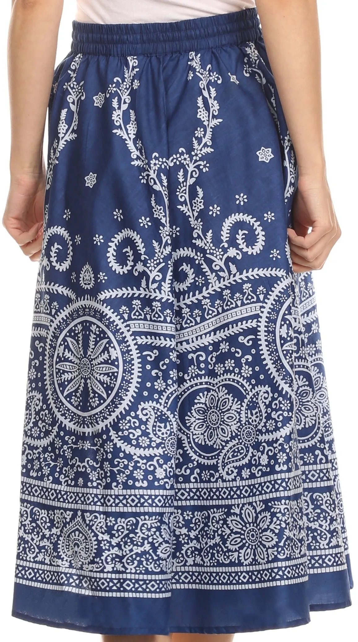 Sakkas Denia Circle Skirt With Floral Printed Designs And Adjustable Waistband