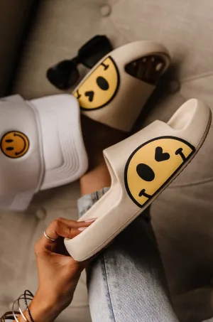 Smiley Slide Sandals - Cream