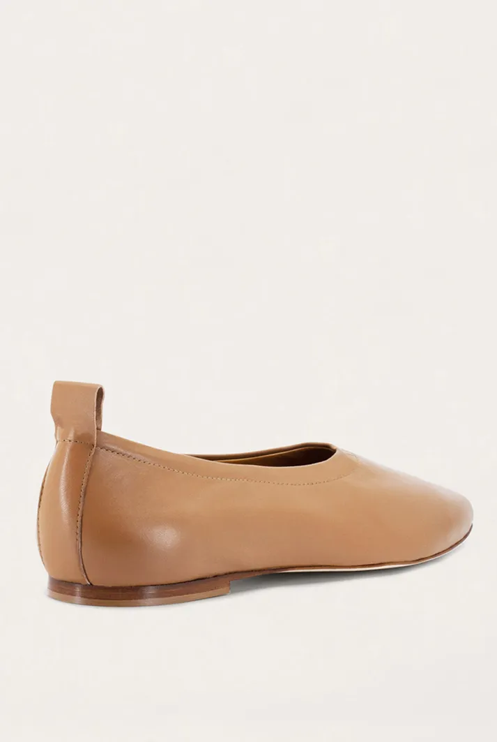 Tan Leather Ballet Flats