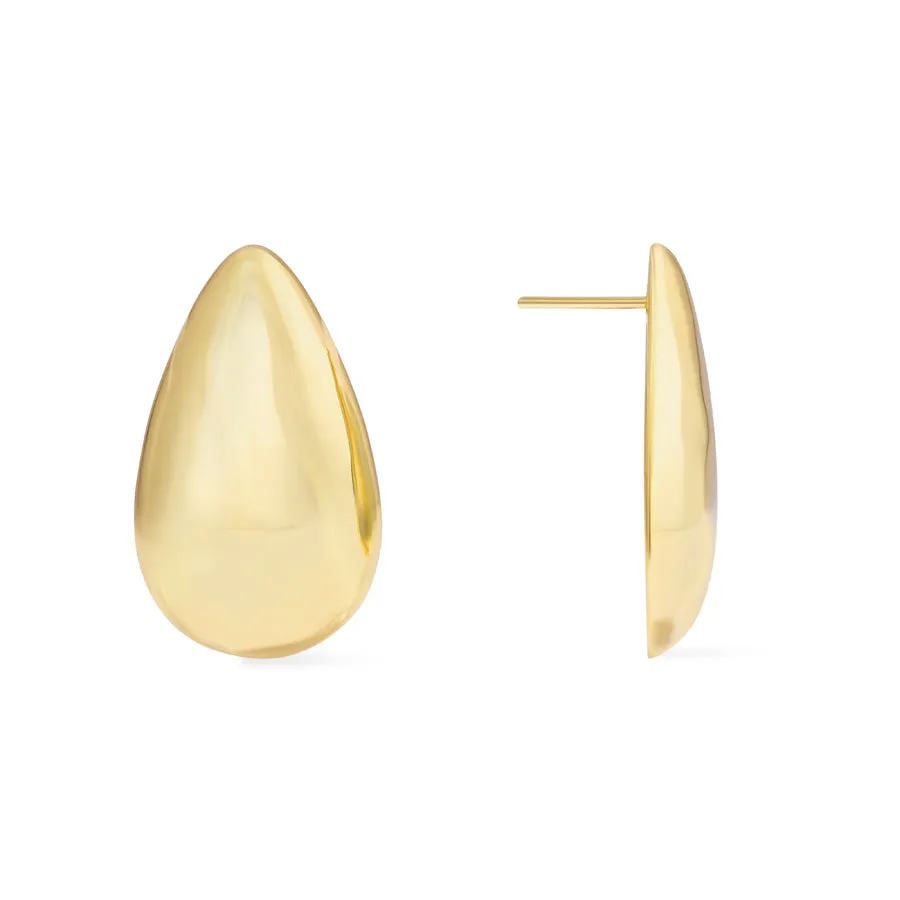 Teardrop Dome Gold Stud Earrings