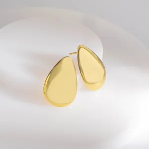 Teardrop Dome Gold Stud Earrings