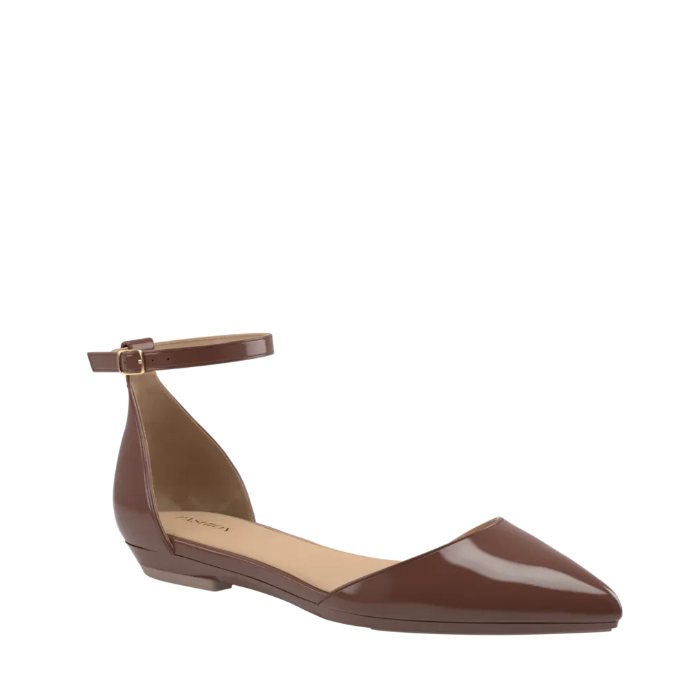 The D'Orsay - Walnut Patent   Block Heel Kit 3 Walnut - FINAL SALE