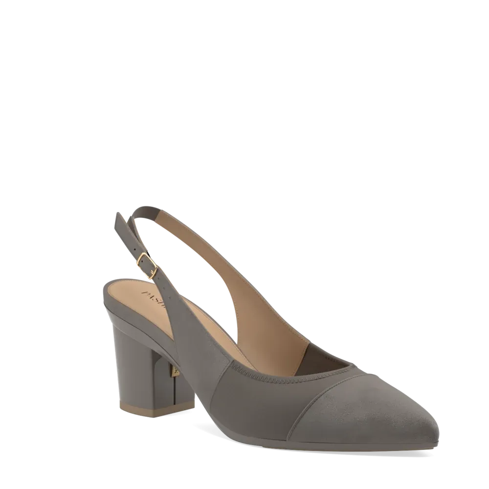 The Panel Slingback - Storm Suede   Block Heel Kit 3 Storm - FINAL SALE