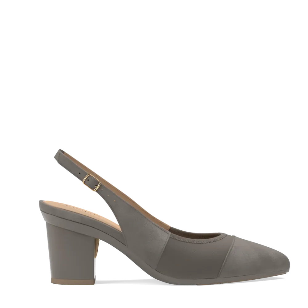 The Panel Slingback - Storm Suede   Block Heel Kit 3 Storm - FINAL SALE