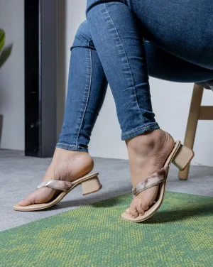 Two Tone Brown Tie Dye Chunky Block Heels