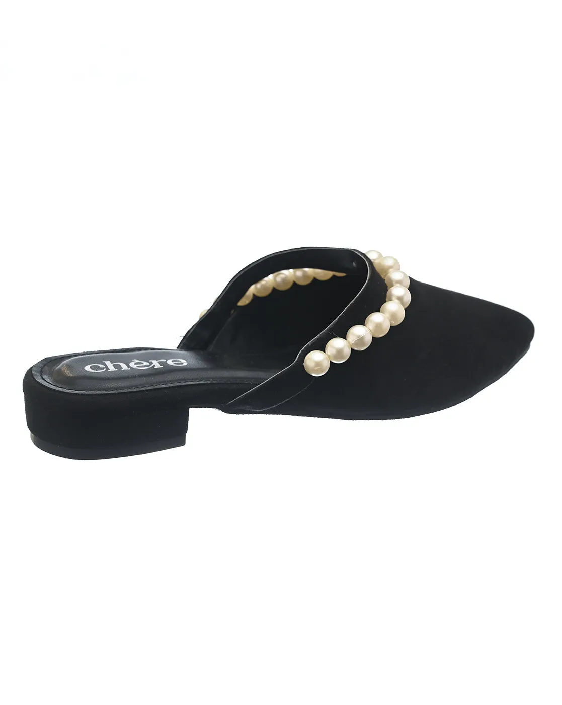 Velvet Noir Pearl Mules for Women